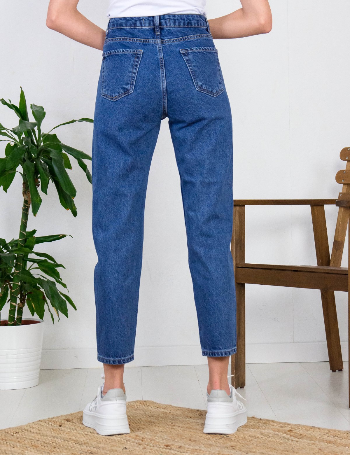 Γυναικείο μπλε τζιν παντελόνι Buggy Fit Plus Size ML141